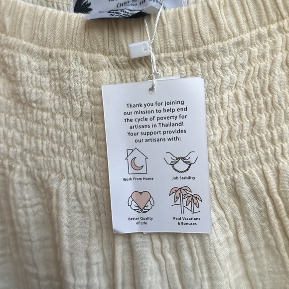 Cream Wide Leg Cotton Pant size S/M - Picture 6 of 7